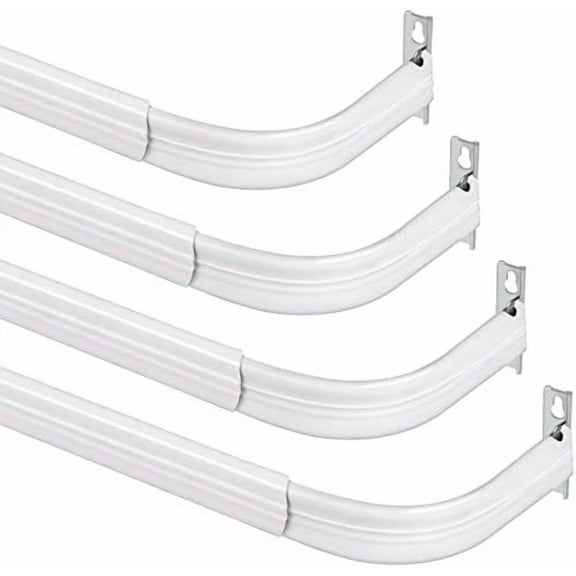 4 Pcs 18 to 28 Inch White Adjustable Curtain Rod Set Heavy Duty Door Curtain Rod Flat Sash Rods Hardware Included for Home Windows Kitchen Bathroom Sidelights