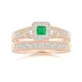 thumbnail image 4 of ANGARA Natural Aeon Square Emerald & Diamond Engagement Ring with Milgrain in 14K Rose Gold for Women (Size-3mm) | May Birthstone, Anniversary, Jewelry Gift for Women | Natural Emerald Ring, 4 of 10
