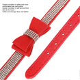 thumbnail image 2 of Red L 50x2.5cm Suede Microfiber Double Bowknot Crystal Sparkle Rhinestone Cat Collar Pet Supply, 2 of 5