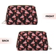 thumbnail image 3 of Naloa New Year Flamingo Leather Makeup Bag for Purse Travel, Portable Small Cosmetic Organizer for Women and Girls, Make up Bag with Zipper, 3 of 8