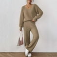 thumbnail image 4 of AINIYS 2 Piece Outfits for Women Sweater Sets Knit V Neck Loungewear Pullover Sweaters Pants Sets Casual Fall Set Khaki S, 4 of 9