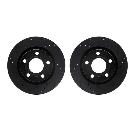 Dynamic Friction Company Rear Brake Rotors-Drilled and Slotted-Black 8002-73058
