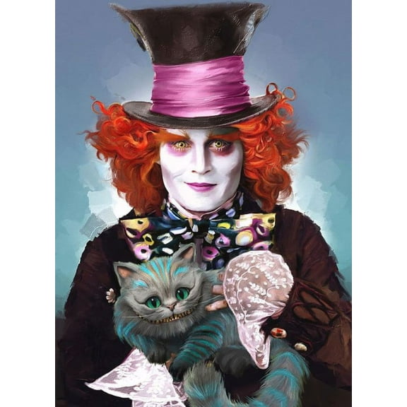 Alice in Wonderland Diamond Painting Set DIY 5D Round Diamond Art Gemstone Art Painting Set For Home Wall Decoration Gift (12x16 inch)