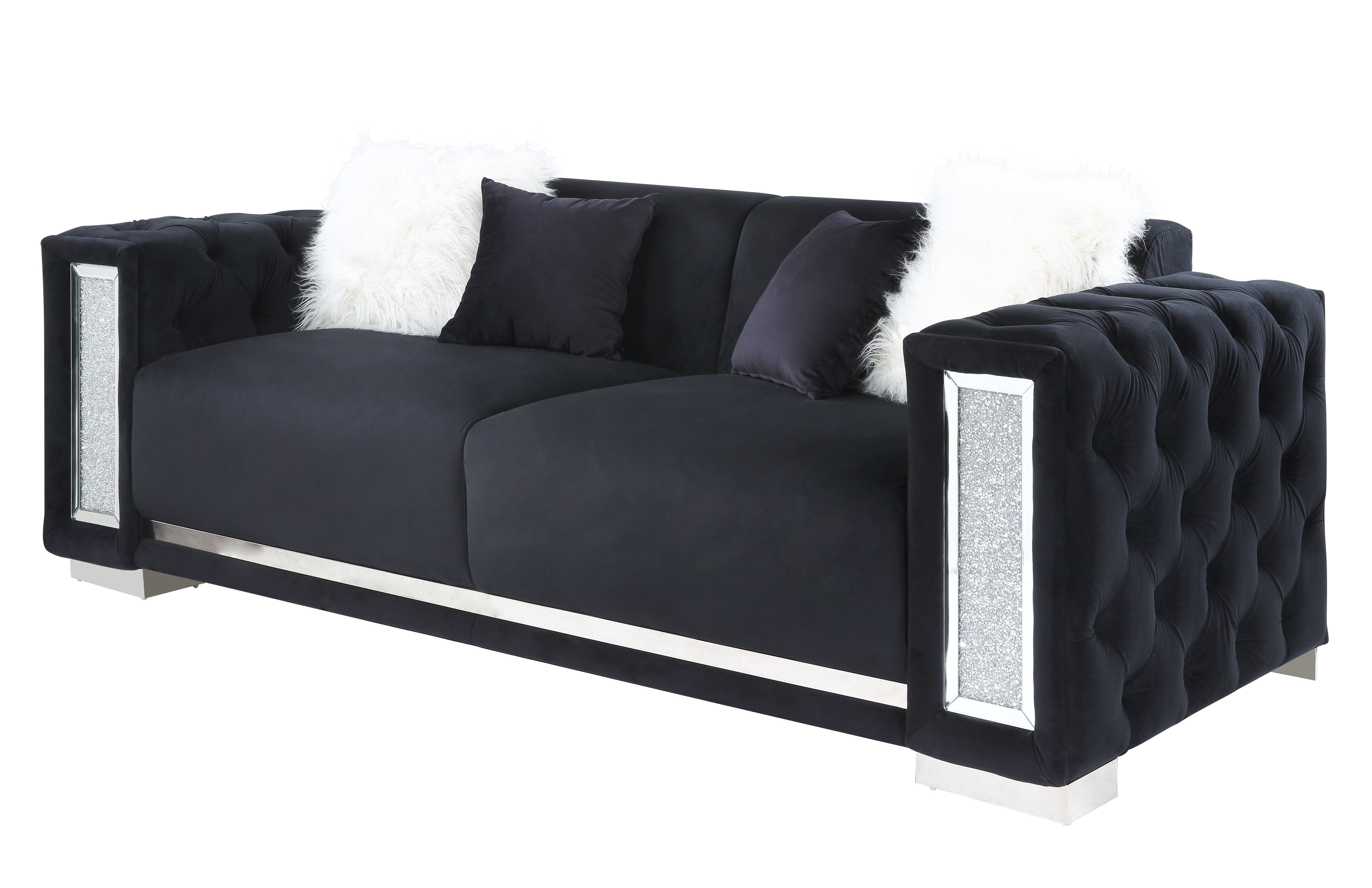 Acme Furniture Trislar Sofa, Black Velvet