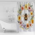 thumbnail image 4 of Pastoral Bee Wreath Shower Curtains for Bathroom Waterproof Fabric Bath Curtains Decor Bath Tub Curtain Spring Watercolor Flowers Decorative Shower Curtain Sets with 12 Hooks, 72x72 Inch, 4 of 6
