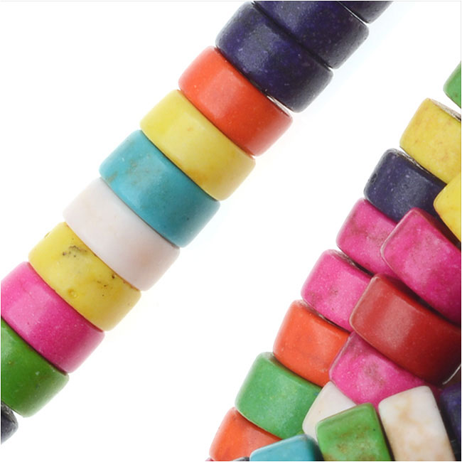 Gemstone Beads, Dyed Magnesite, Heishi Cylinder 3x6mm, 15.5 Inch Strand ...