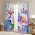 thumbnail image 2 of Homewish Watercolor Flower Black Out Curtains, Blue Pink Artwork Curtains Pack of 2 (42x63 Each), Teens Adult Women Bedroom Curtains, Blackout Curtains Bedroom Decor, 2 of 5