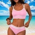 thumbnail image 6 of qucoqpe Women's High Waisted Bikini Sets Two Piece Swimsuits Color Blocking Cheeky High Cut Bathing Suits for Women, 6 of 7
