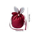thumbnail image 3 of Taotanxi 5.5"X5" Red Round Bottom Easter Bunny Ear Velvet Jewelry Basket Easter Candy Bags With Drawstring for Easter Party Decorations Cookie Snack Packing, 3 of 6