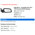 thumbnail image 2 of Right Mirror - Compatible with 1992 - 1999 Chevy K2500 Suburban 1993 1994 1995 1996 1997 1998, 2 of 2