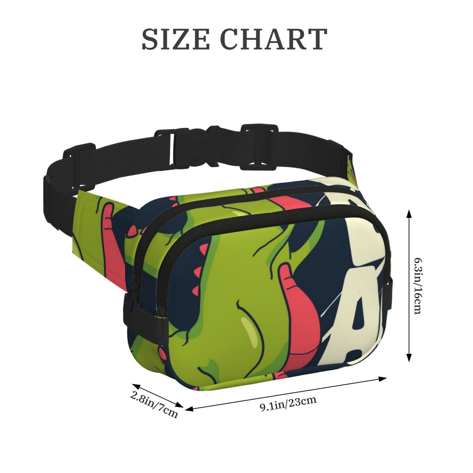 Picia Dinosaur Basketball Player Print Square Double-Layer Waist Bag Mini Adjustable Waist Belt Bag Exercise Running Travel Hiking