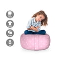 thumbnail image 2 of Pink Polka Dots Storage Toy Bag Chair, Brushed Little Round Shapes Big and Small Irregular Repetitive, Stuffed Animal Organizer Washable Bag, Small Size, Pale Pink White, by Ambesonne, 2 of 3