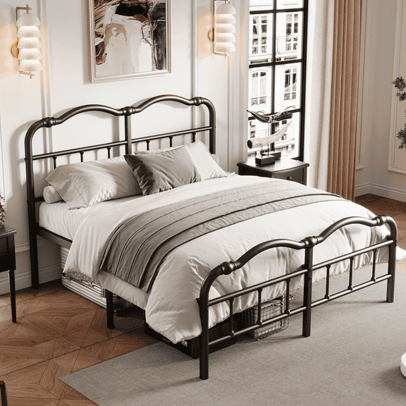 ULIESC Queen Platform Bed Frame with Headboard and Footboard, 14 Inch High, Heavy Duty Metal Bed Frame Queen, No Box Spring Needed, Easy Assembly, Black