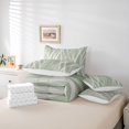 thumbnail image 6 of Homewish Abstract Geometric Striped 7-Piece Bedding Comforter Set,Painting Line Pattern King Bedding Sets,Green White Bed Sheets For Kids,Super Cozy Room Decor Reversible, 6 of 8