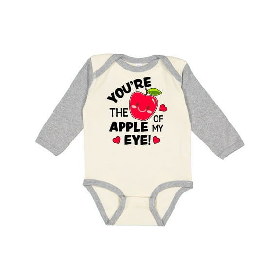 Inktastic Youre the Apple of My Eye Valentine Pun with Cute Apple Boys or Girls Long Sleeve Baby Bodysuit