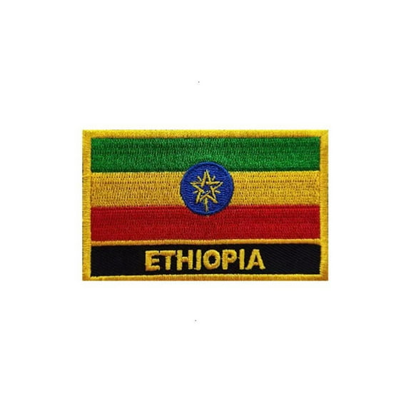 Ruoming 1 PCS National flag Patches Iron On or Sew On Embroidered Tactical Military Ethiopia Patch
