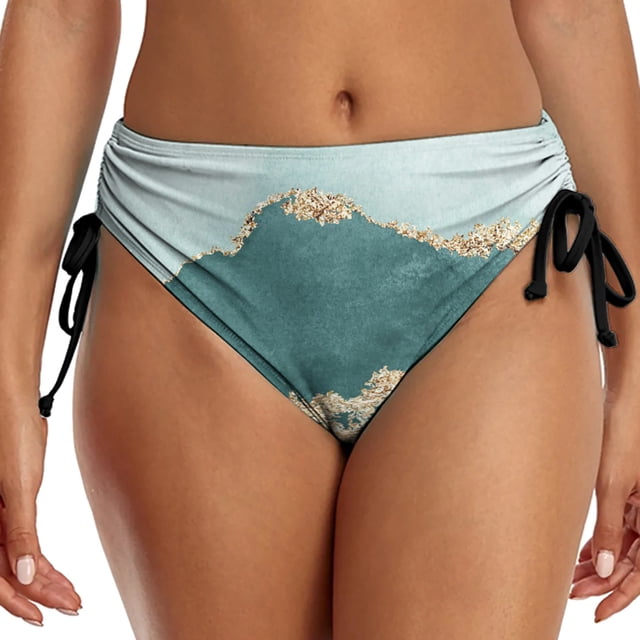 Gibobby traje de baño mujer Parte inferior de bikini con estampado de moda casual deportiva para mujer con pantalones cortos con correa plegable Calzonci(Blanco,M)