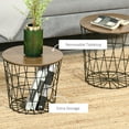 thumbnail image 4 of HOMCOM Set of 2 Side Tables with Storage, Nesting Wire Design Stacking Round Accent Coffee Tables with Inside Storage, Removeable Top for Living Room or Bedroom, Black/Brown Black, Rustic Brown, 4 of 9