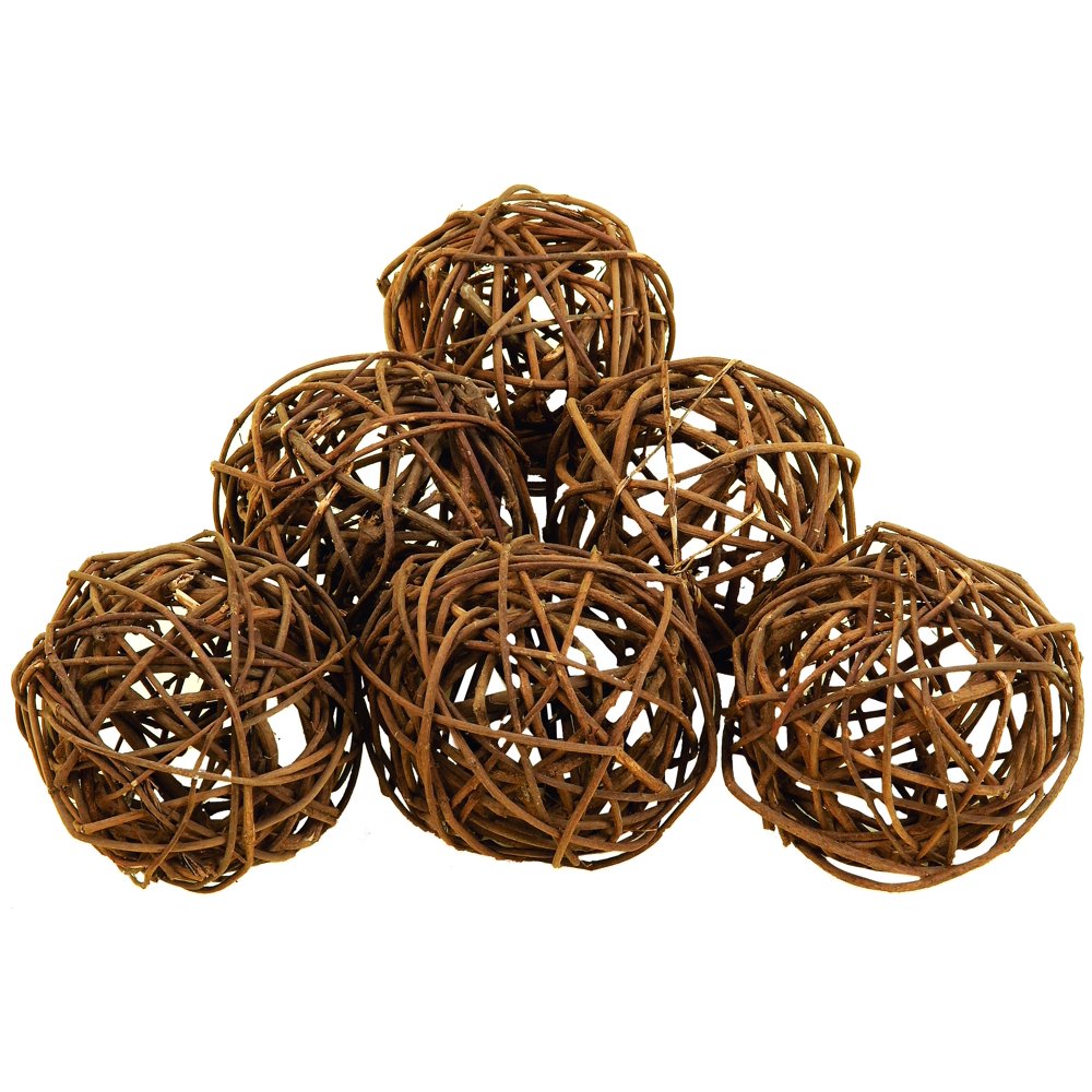 Round Natural Decorative Woven Bamboo Wood Balls Set of 6 Brand