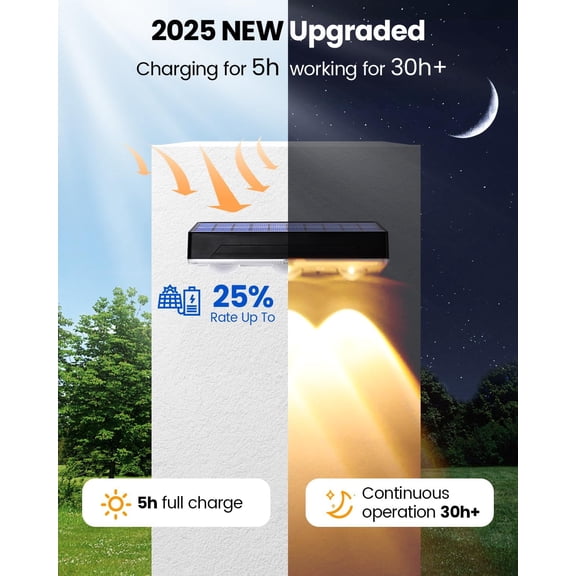 OPVM-Solar Fence Lights Outdoor, 2025 Upgraded Solar Fence Lights Have 3 x 70 Lumen Reflector Lenses and 12 RGB Patterns, IP65 Waterproof Auto On/Off for Backyard, Deck, Steps, Fence (8 Pack)