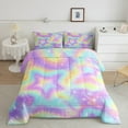 thumbnail image 2 of Castle Fairy Ombre Stars 3-Piece Full Size Comforter Sets,Gradient Rainbow Bedding Comforter Set,Tie Dye Lightweight Bedding Sets,Ultra Soft Starry Sky Home Decor,Reversible, 2 of 8