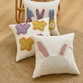 thumbnail image 6 of Easter 3D Embroidered Throw Pillow Covers 18x18 - Colorful Plush Bunny Pattern Cushion Covers, Durable Deformation-Resistant Home Decor for Couch Sofa Living Room Bedroom Spring Decor (A), 6 of 6