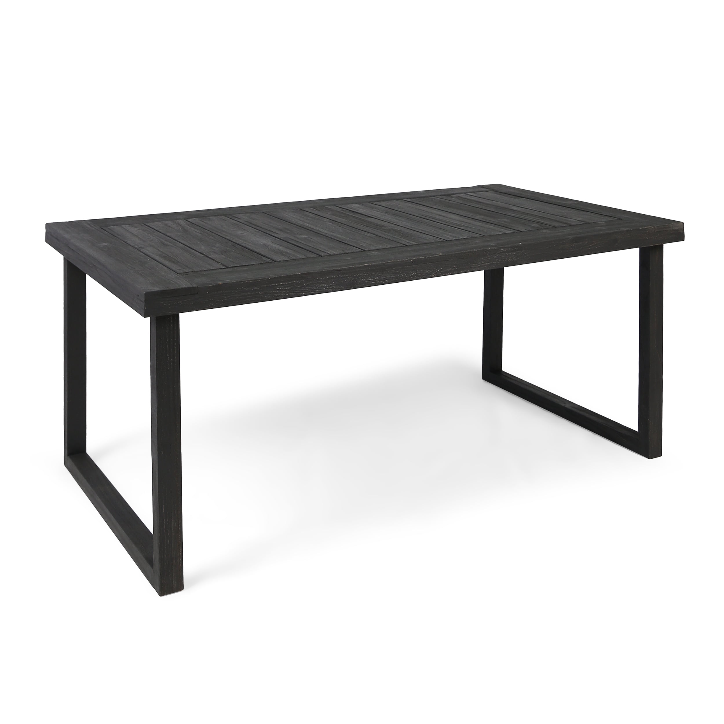 Outdoor Dining Table 69 Inch, Sandblast Finished Acacia Wood Tabletop for Patio Garden, Sandblast Dark Gray