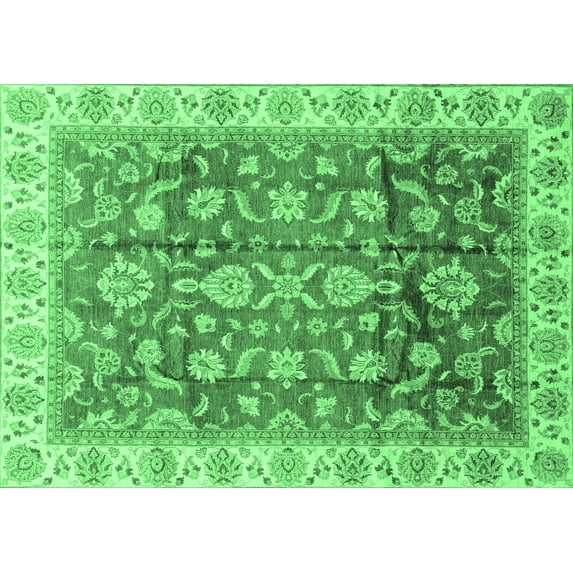 Ahgly Company Indoor Rectangle Oriental Emerald Green Traditional Area Rugs, 2' x 4'
