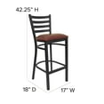 thumbnail image 5 of BizChair Black Ladder Back Metal Restaurant Barstool - Burgundy Vinyl Seat, 5 of 11