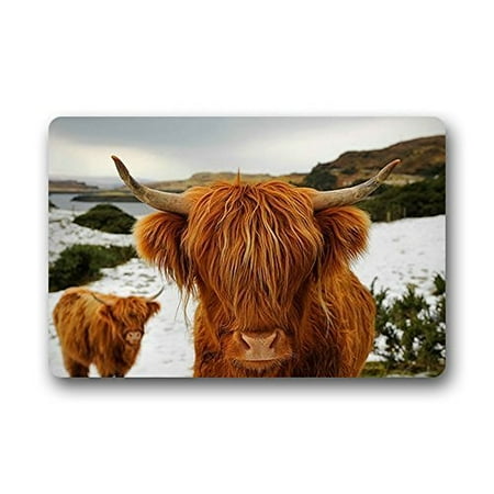 Winhome Scotland Highland Catle Doormat Floor Mats Rugs Outdoors