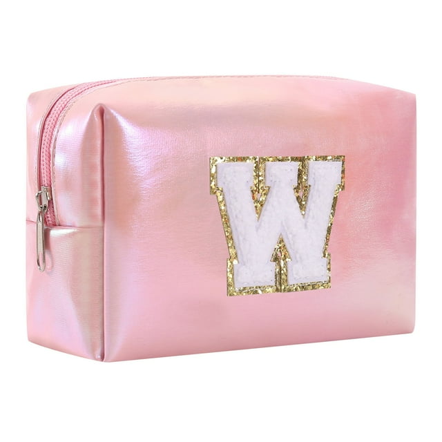 Large Capacity Embroidered Alphabet Makeup Bag Toiletry Bag Travel Storage Bag Clutch Handbag Cosmetic Bag