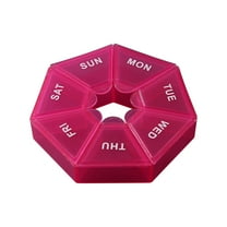 COM1950s Weekly Pill Organizer, Travel Pill Planner, Portable Box, Color Transparent Storage Box, 7-Day Round Box Case Storage Dispenser Organizer,Medicine Pill Organizer