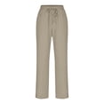 thumbnail image 4 of EYNMVR Womens Linen Pants with Pockets High Waist Comfy White Gauze Pants Casua Lightweight Loose Trousers, 4 of 5