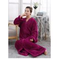 thumbnail image 3 of Pijamas de felpa de forro polar con albornoz frontal con cremallera larga, suave y cálido para mujer ▏Puede ser usado por mujeres embarazadas, 3 of 5