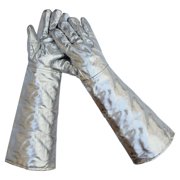 yuksok 2x Aluminum Foil Welding Gloves Safety Work Gloves for Lab Work Casting Home 60cm 350 to 1000