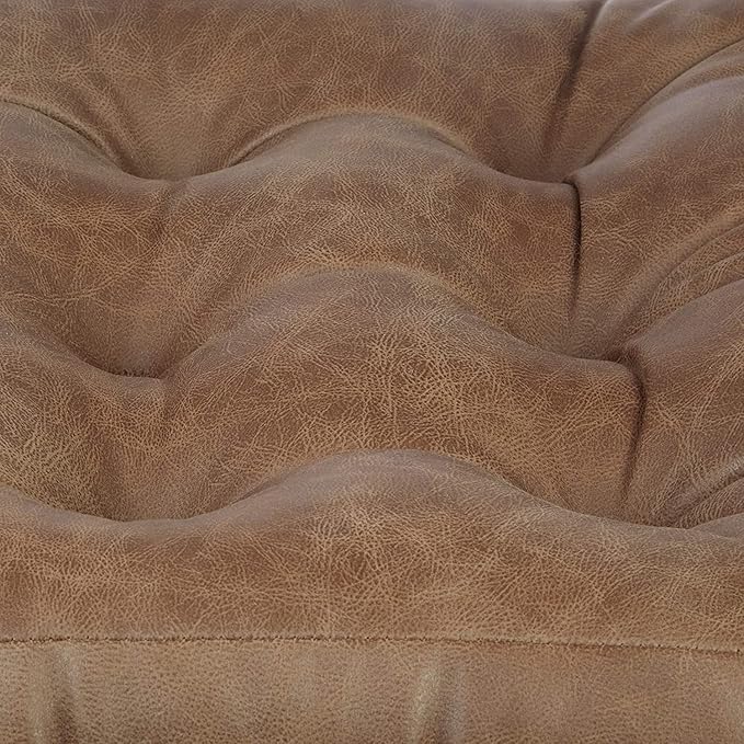 Klear Vu Gripper Non-Slip Floor Cushions for Adults, Extra Thick Square Meditation Pillow, Ideal for Yoga, Seating or Lounging, 21"x21", Faux Leather