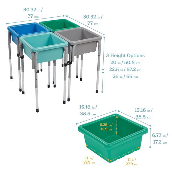 4-Station Sand and Water Adjustable Play Table, Sensory Bins, Contemporary