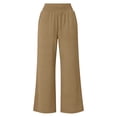 thumbnail image 5 of Wide Leg Pants for Woman Dressy Stretchy High Waisted Trousers with Pockets Casual Lounge Pants Khaki 2XL, 5 of 10