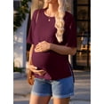 thumbnail image 3 of Weardear 3 Pack Maternity Shirts Split Side Loose Pregnancy Tops Crew Neck Short Sleeve Postpartum Clothes, 3 of 6