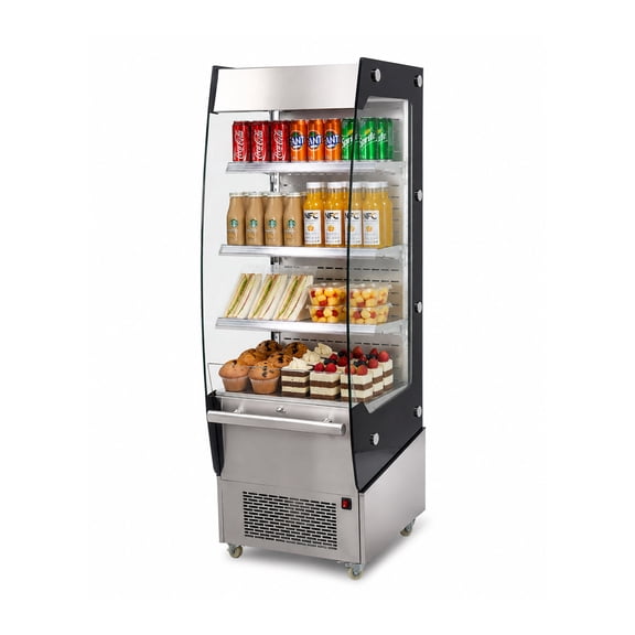 20" 7.8 cu. ft. Open Air Refrigerator Display Merchandiser, Commercial Grab & Go Cooler for Drinks Sandwiches Desserts