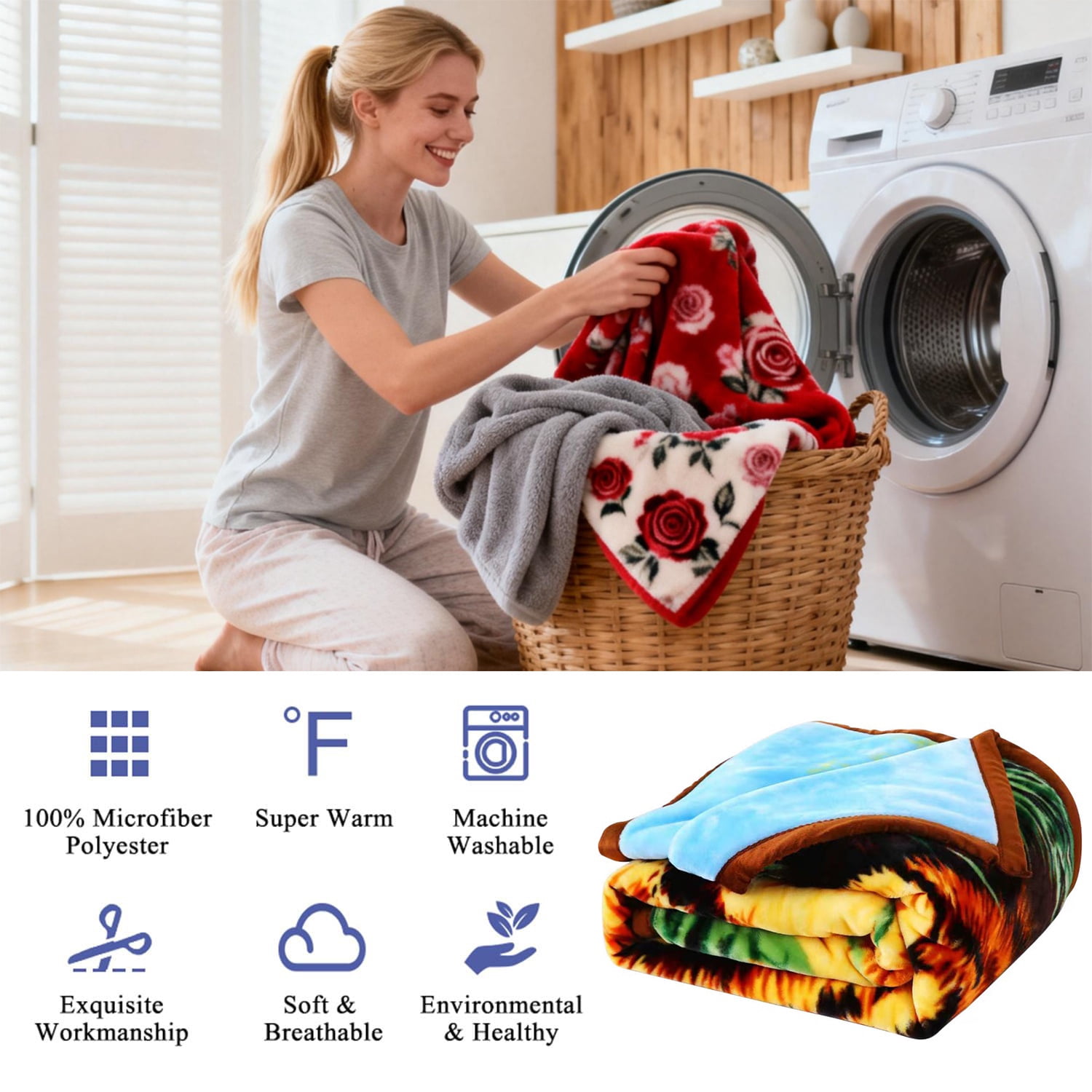 MERRY HOME King Size Fleece Blanket For Bed, A & B Patterns Soft Warm Tiger Blanket, Microfiber Plush Middle Weight Bed Blanket For All Season, Tiger/Tiger Print, 5.7LB, 83"x91"