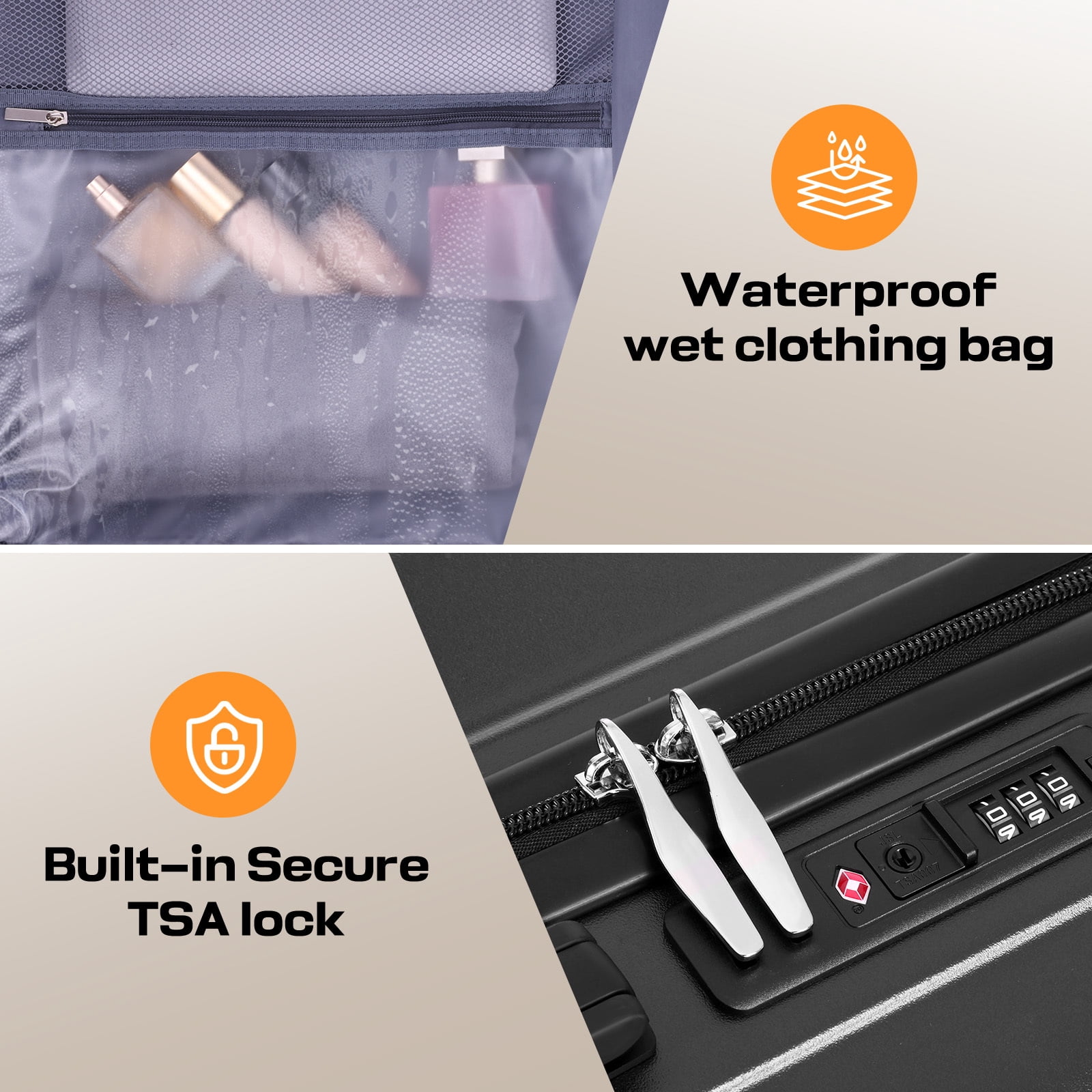 SANOPY 3 Piece Luggage Sets, 20" Hardshell Hardshell Hardside Luggage (TSA Lock) + Convertible Gym Bag (Backpack/Crossbody/Tote)