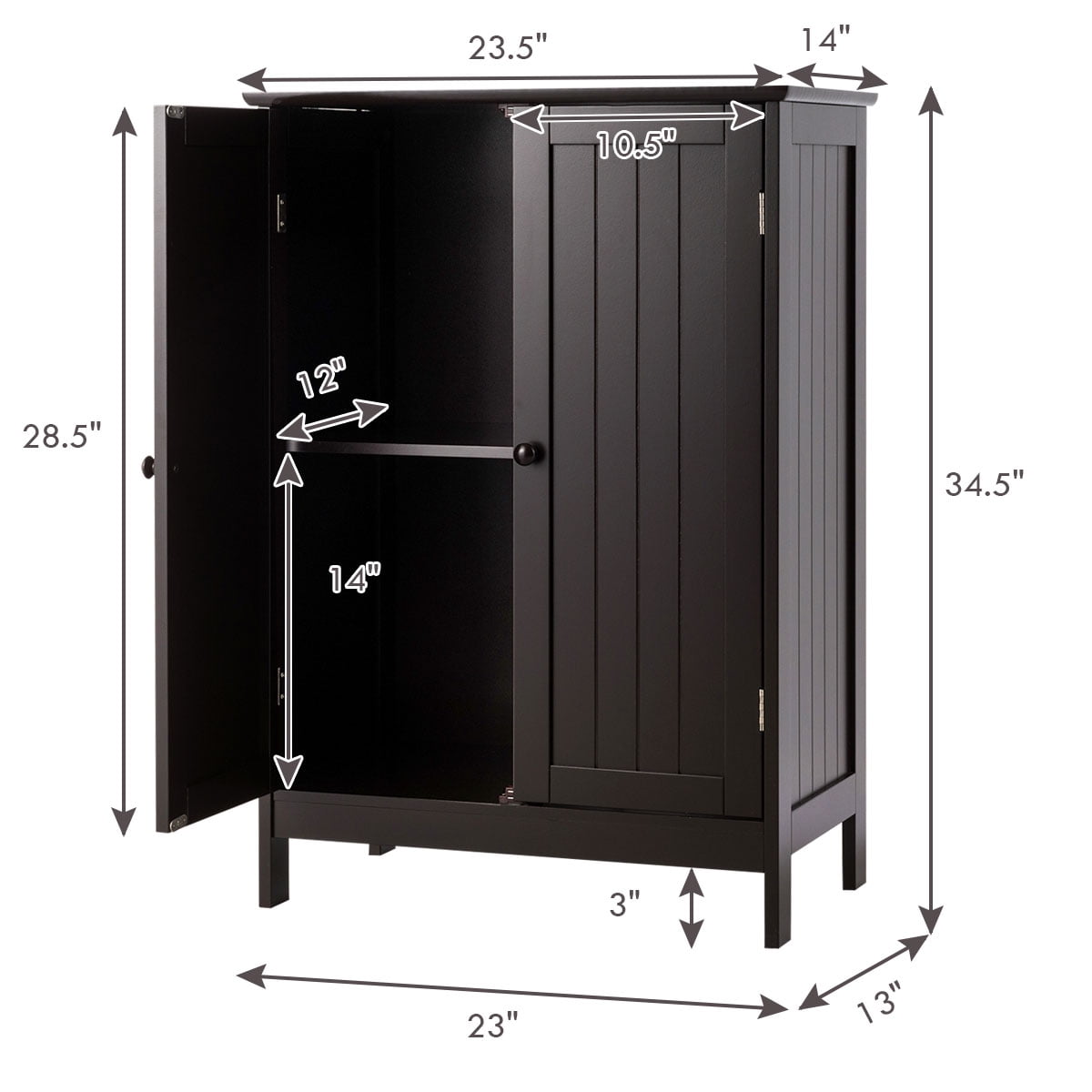 Topbuy Bathroom Storage Cabinet with Double Doors Wooden Cupboard Shoe Cabinet Brown