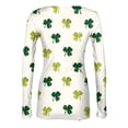 thumbnail image 5 of Rib Knit Tops for Women St Patricks Day Plus Size Crew Neck Shamrock Print Ribbed Long Sleeve Shirts for Women Casual Blouses Slim Fit Party Tee Tops, 5 of 5