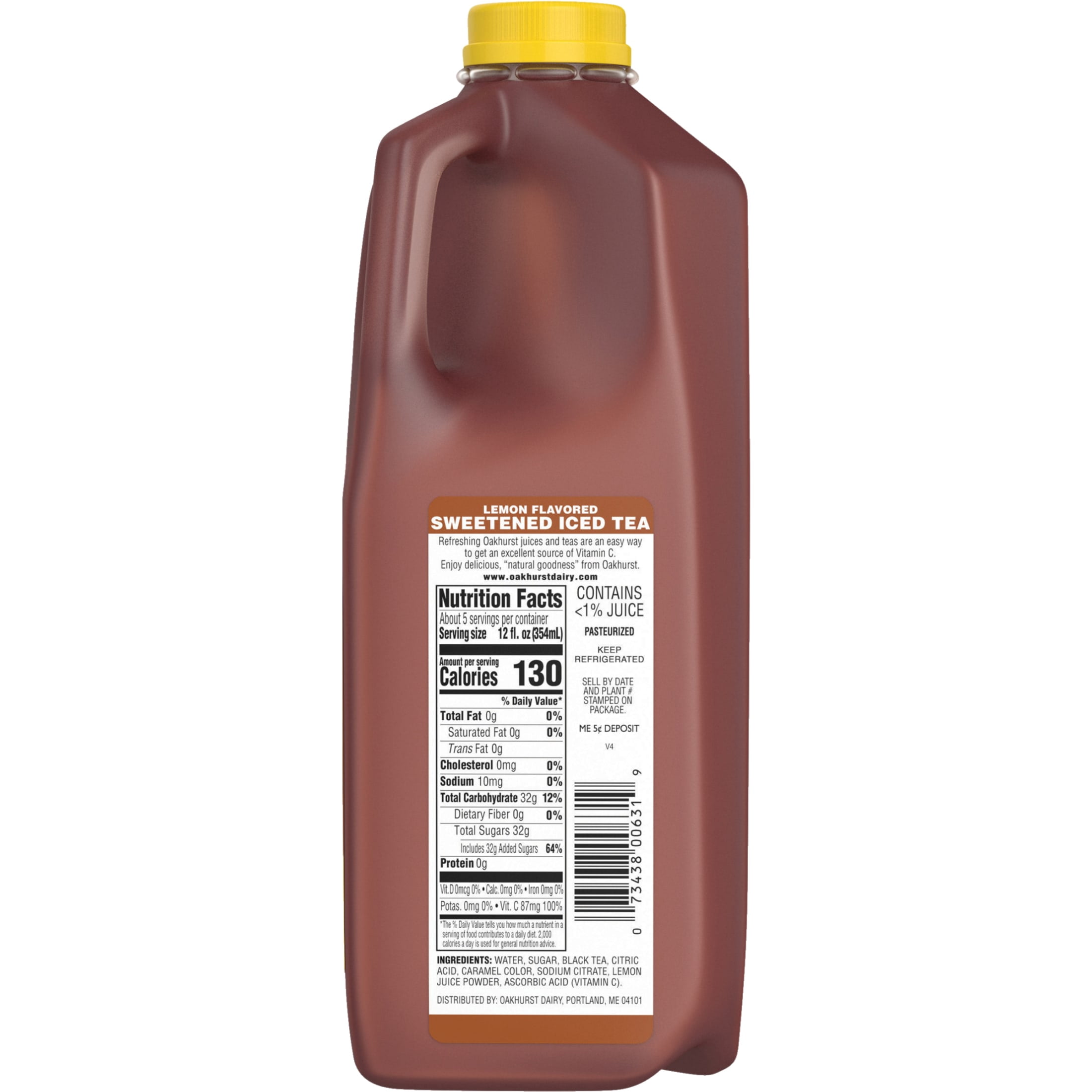 Oakhurst Lemon Flavored Sweetened Iced Tea Half Gallon