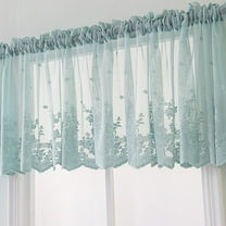 Baywell Lace Kitchen Valances Curtains Vintage Semi-Sheer Voile Window Valance 51.2in/53.9in Length, Lace Floral Embroidered Short Valance Curtain Swags for Small Window Living Room Bedroom