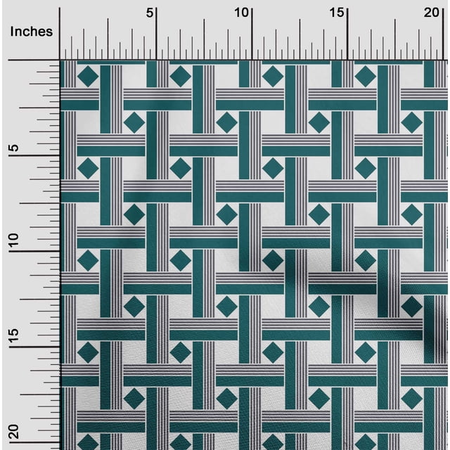 oneOone Polyester Lycra Fabric Diamond & Basketweave Geometric Printed Fabric 1 Yard 56 Inch Wide