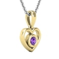 thumbnail image 4 of Dazzlingrock Collection Round Amethyst Solitaire Heart Pendant for Women with 18 Inch Silver Chain in 10K Yellow Gold, 4 of 6