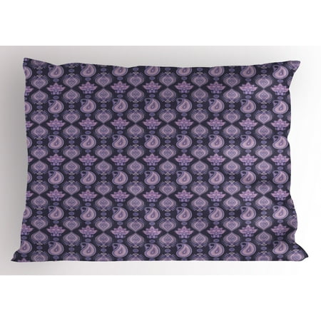 Standard Lilac Paisley Pillow Sham Vintage Floral Eastern Pattern Inspired by Ethnic Oriental Art, Decorative Standard Size Printed Pillowcase, 26 X 20 Inches, Eggplant Lilac and Lavender, by Ambesonne ()