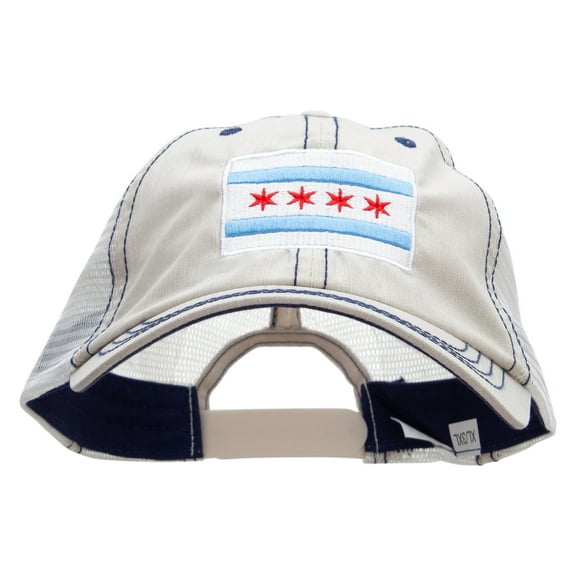 Chicago Flag Big Size Special Cotton Low Profile Trucker Cap - Putty XL-3XL